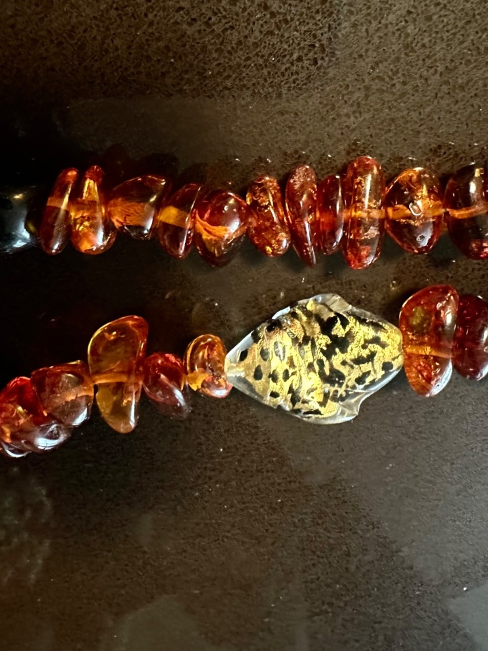 Long Baltic amber and bead necklace - Picture 2 of 3